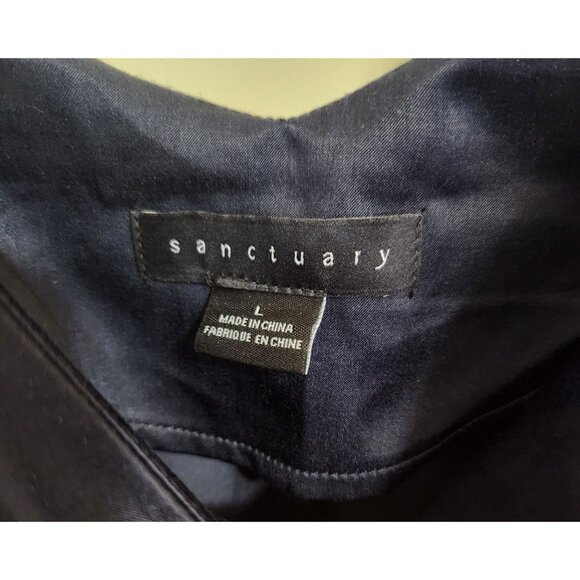 Sanctuary Womens Heavy Satin Long Navy Slip Dress With Adjustable Straps Size Lg - Picture 2 of 2